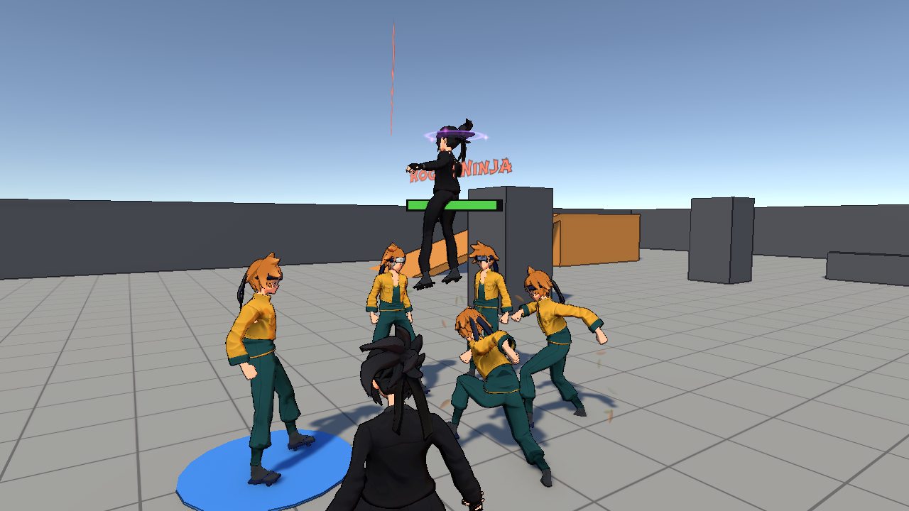 Two ninjas launching a double barrage